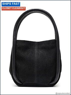 Barlow Suede Bucket Bag Woven Straps Leather Handbag